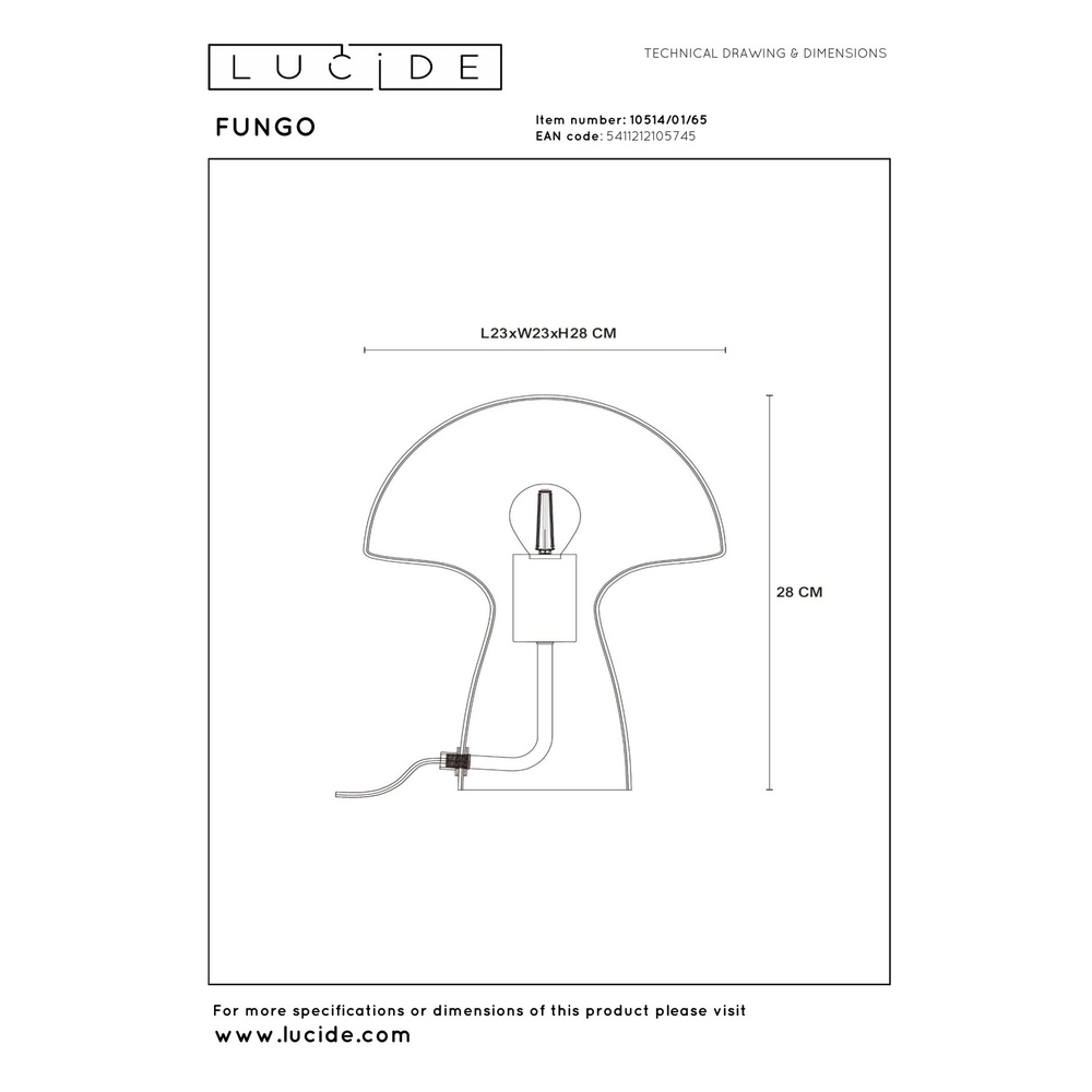 Table lamp Fungo smoked Lucide 5411212105745