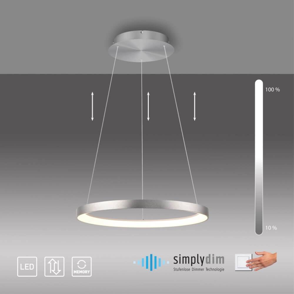 Round pendant lamp Hoop aluminium Paul Neuhaus 4012248384718