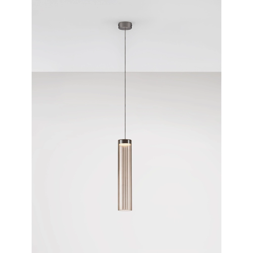 Design pendant lamp Brielle anthracite with mocha glass Lyora 5212017495419
