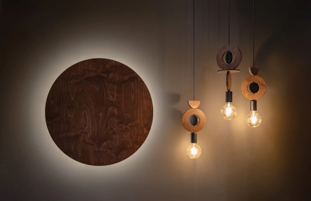 Design pendant lamp Drops Wood C 1-light wood Lyora 5903139111751