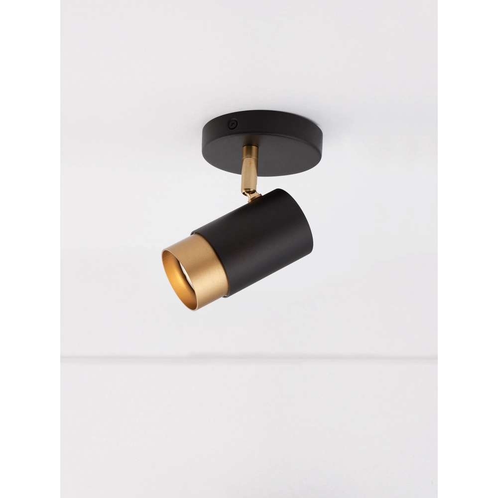 Ceiling spotlight Pogno Single black with gold Lyora 5212017430830