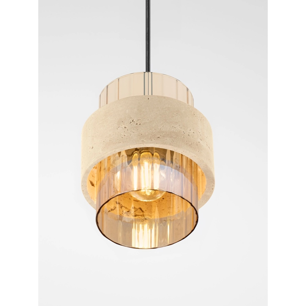 Modern pendant lamp Melony amber glass with sand brown Lyora 5212063501249