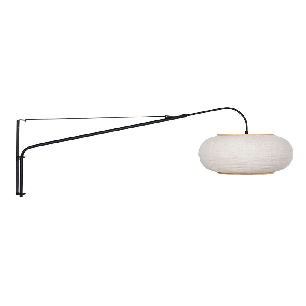 Wall lamp black Silva Alba with white shade Ø60cm