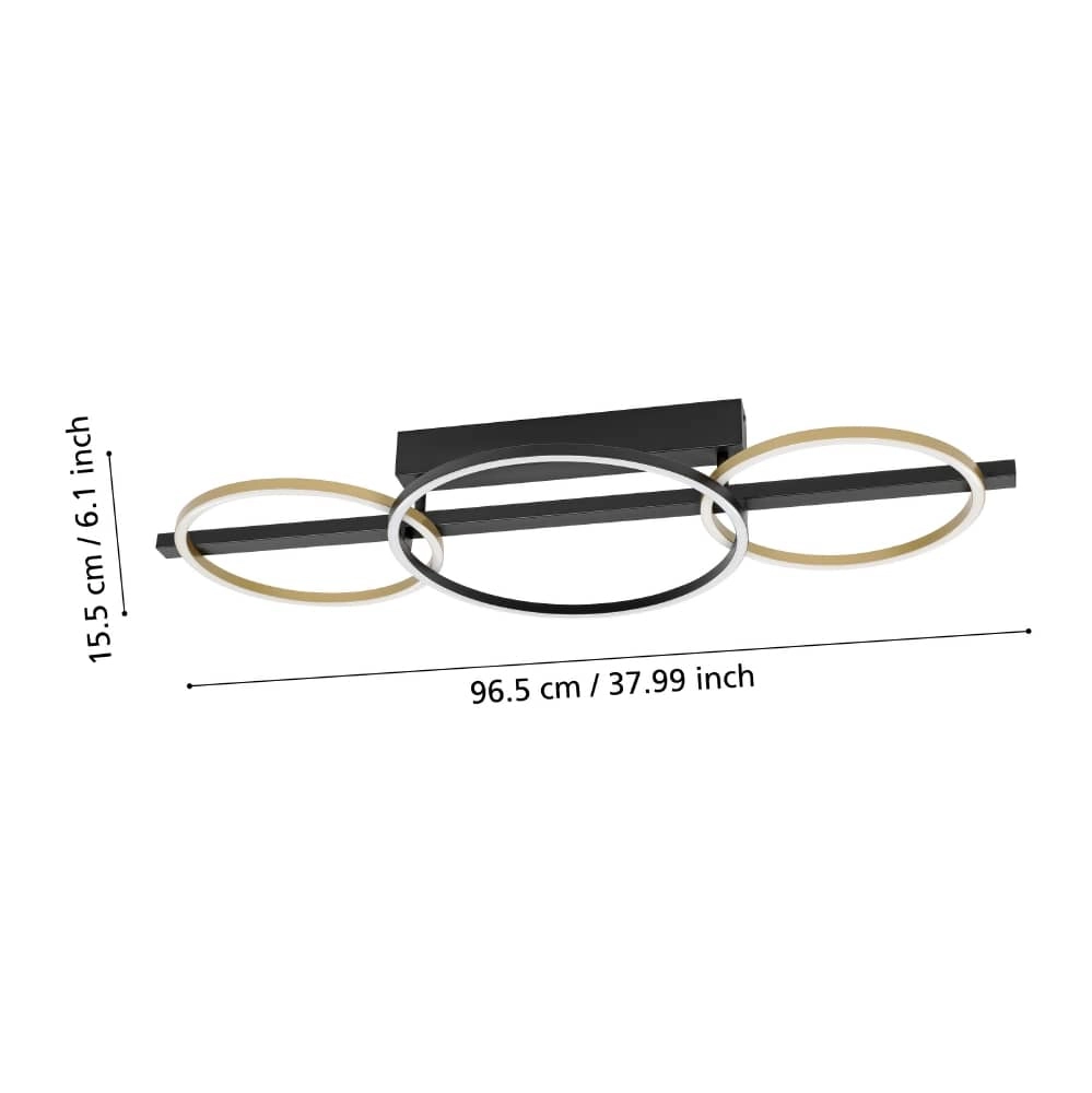 Ceiling lamp with rings Lanacera black with gold Stars of Light 9008606221400