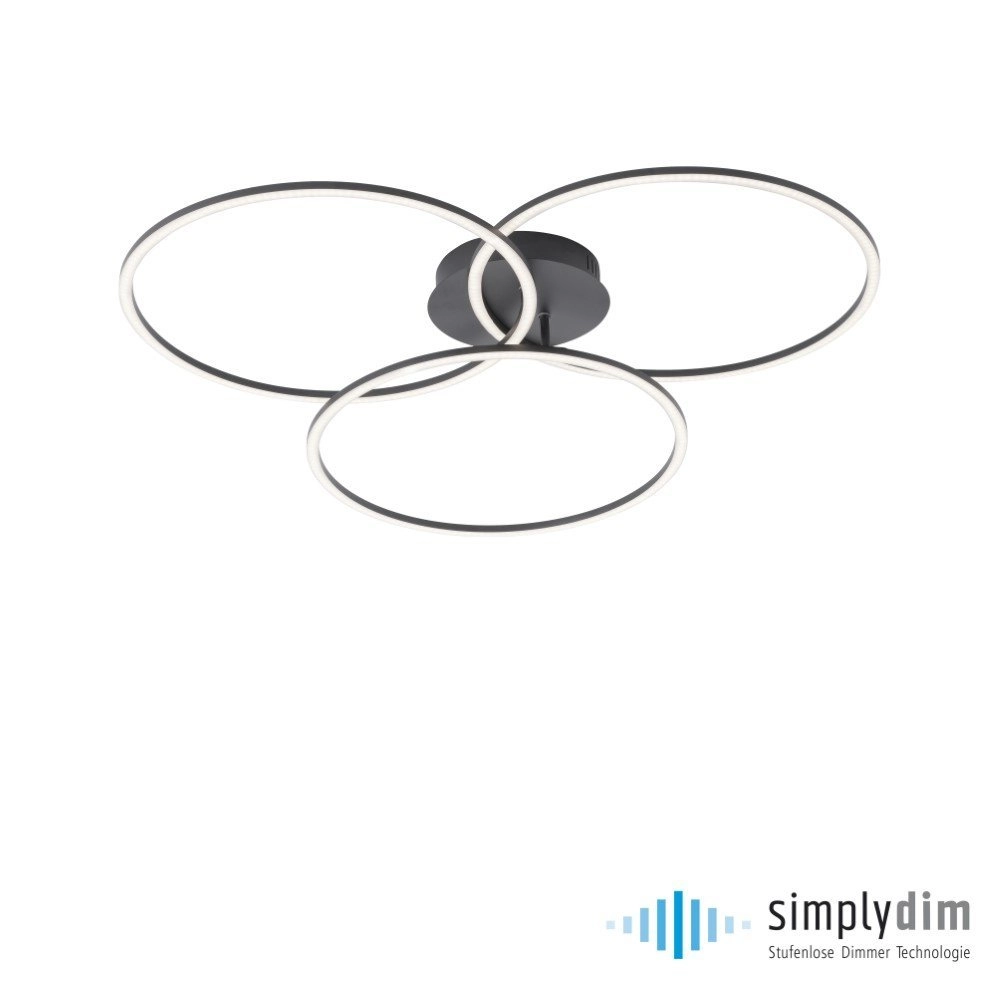 Modern ceiling lamp Ivanka 3-ring black Just Light 4043689970567