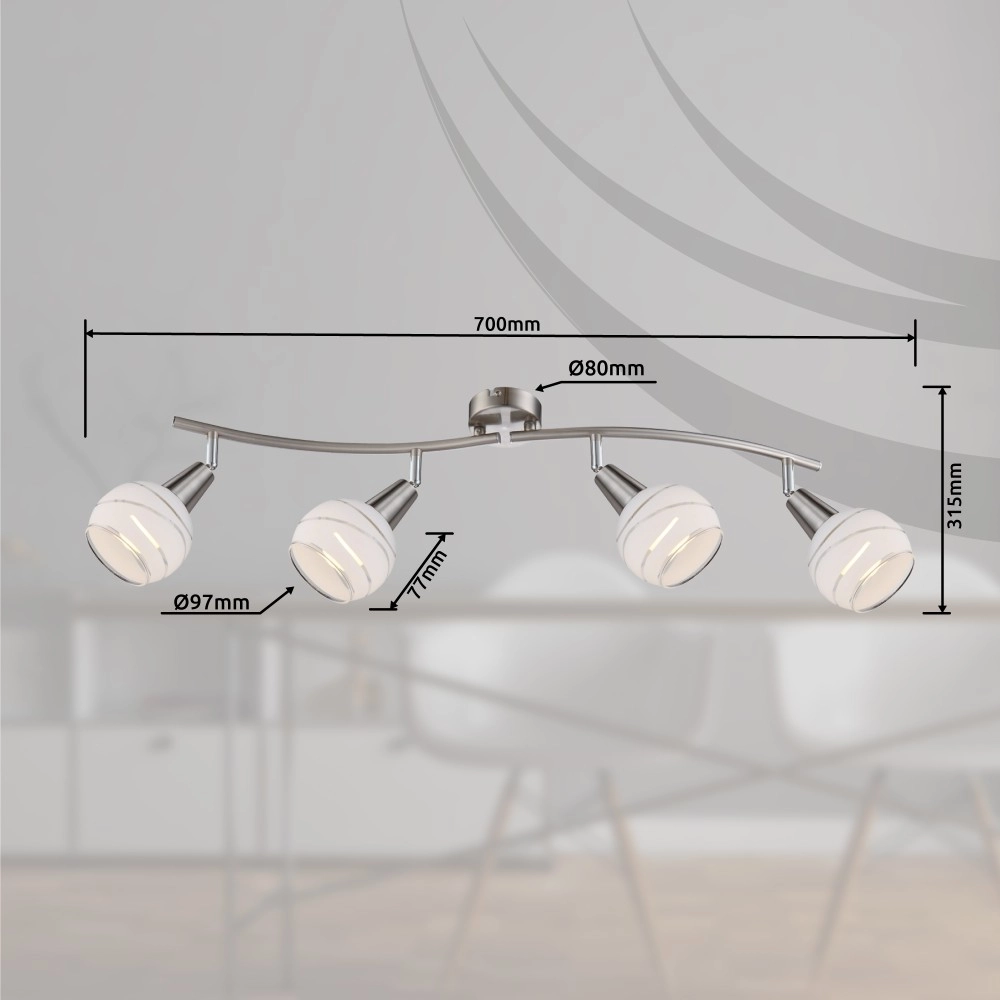 Ceiling lamp Elliott 4-light nickel Globo 9007371255320