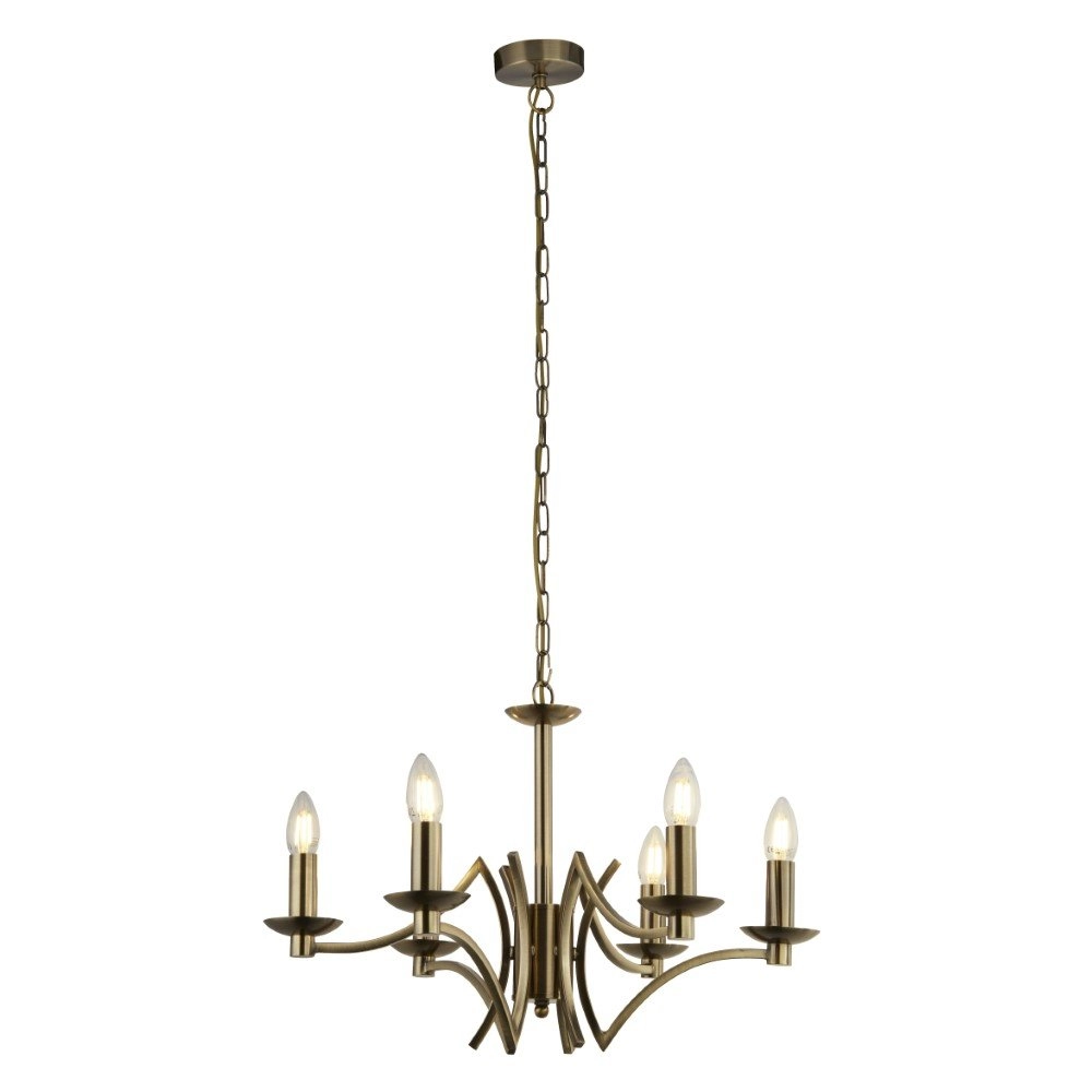 6-light chandelier Ascot brass mat