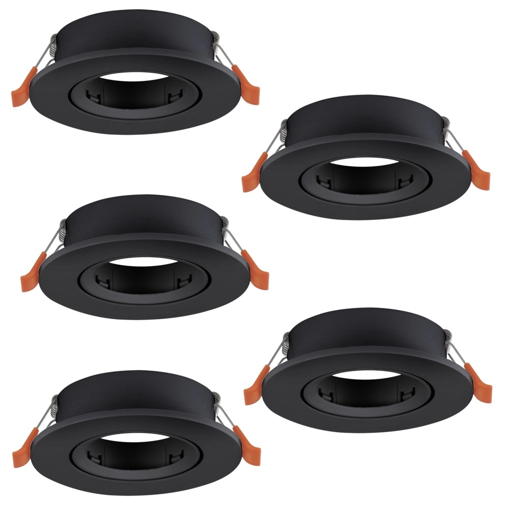 Set of 5 recessed spotlights Barranco black Ø 9cm
