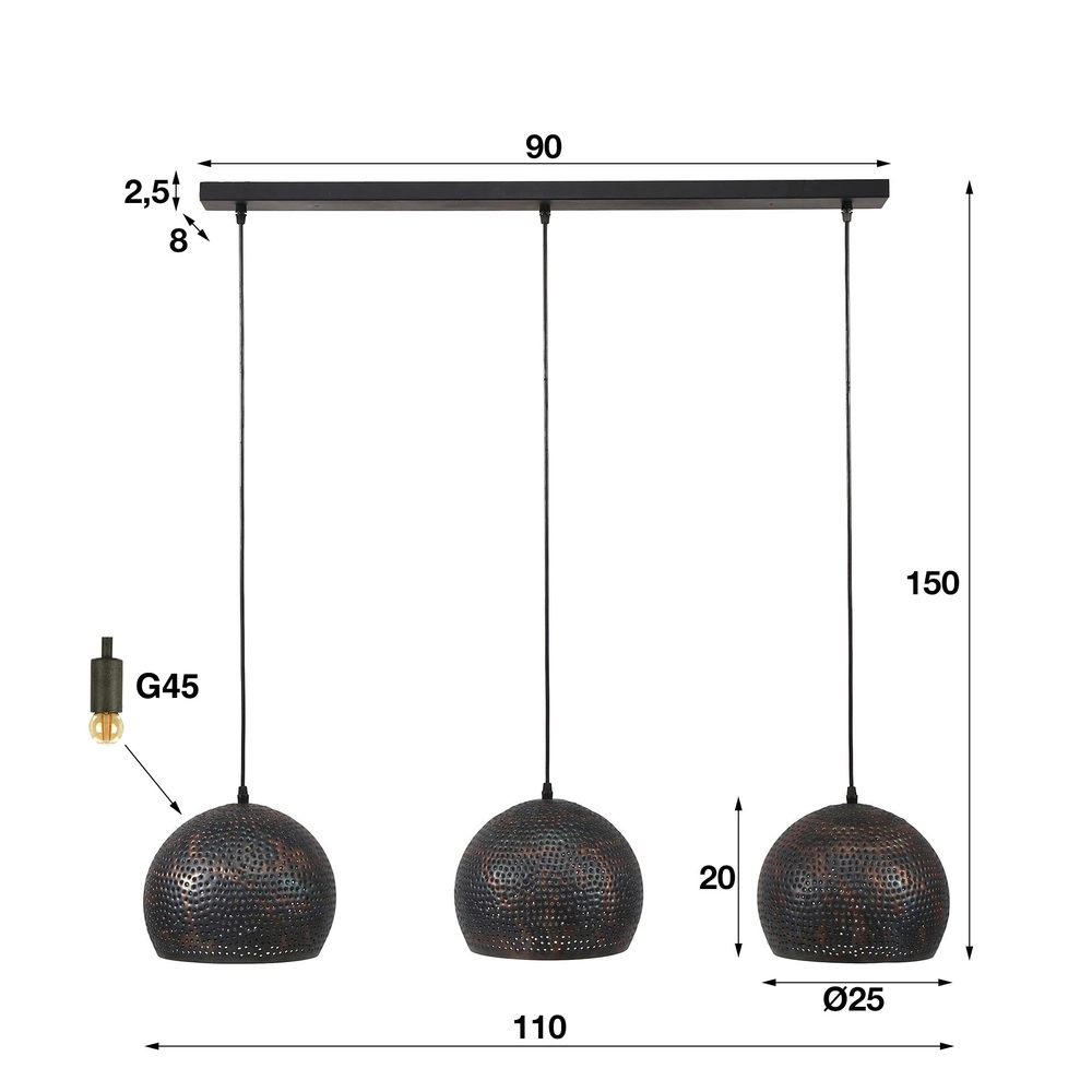 Hole pendant lamp Punch 3 balls Ø 25cm Lyora 8716803512849