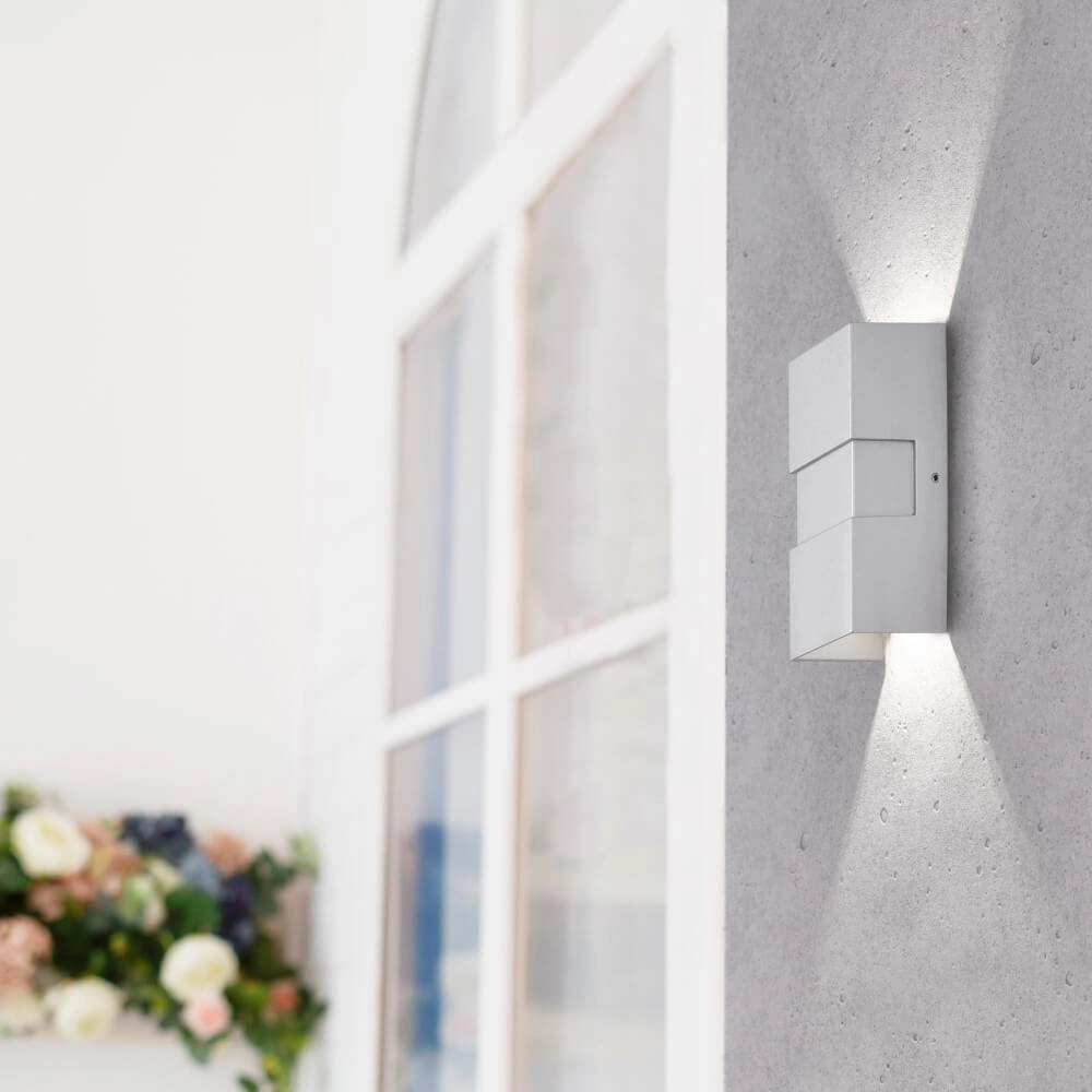 Silver gray wall spotlight Oslo for outside Fischer & Honsel 4003694304016
