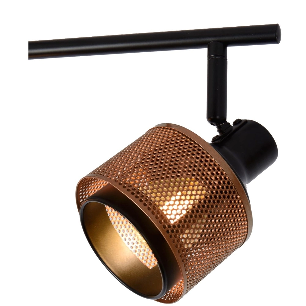 Ceiling lamp Rafa 4-light black with copper Lucide 5411212771308