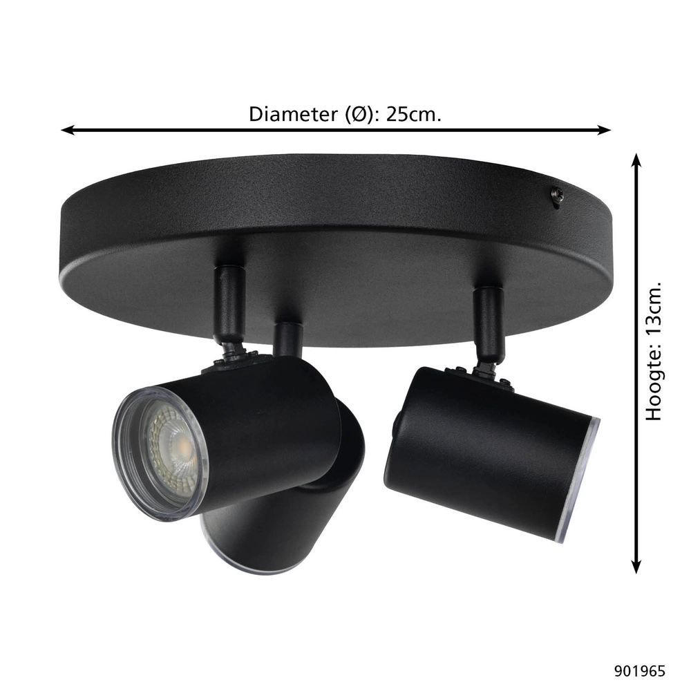 Surface-mounted spot Consuma 1 3-light round black Eglo 9008606355938