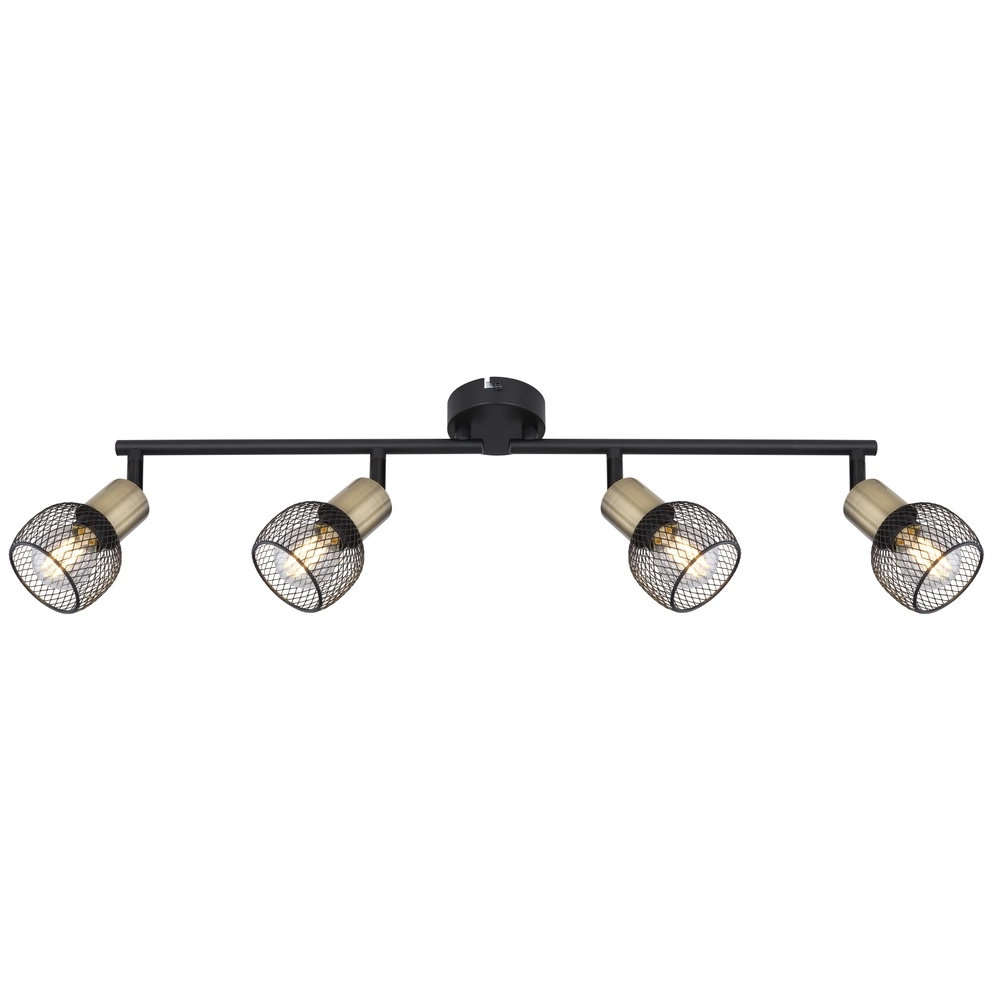 Ceiling lamp Fiastra 4-light black with mesh Globo 9007371418121