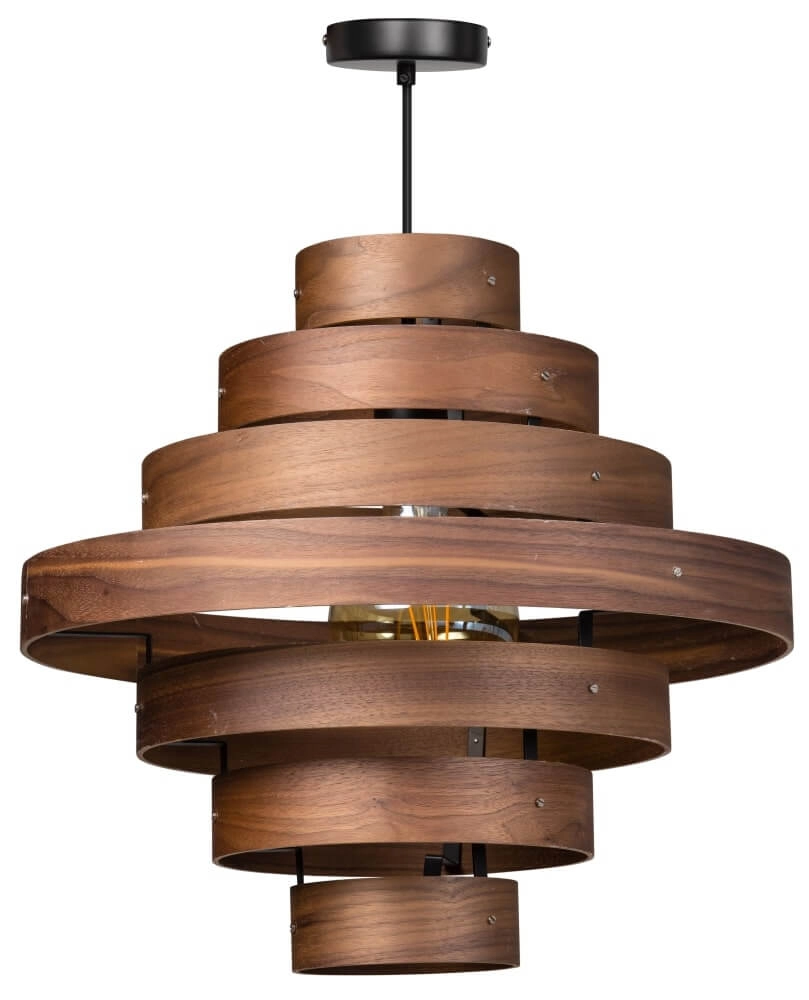 Tough pendant lamp Walnut 7-ring wood brown
