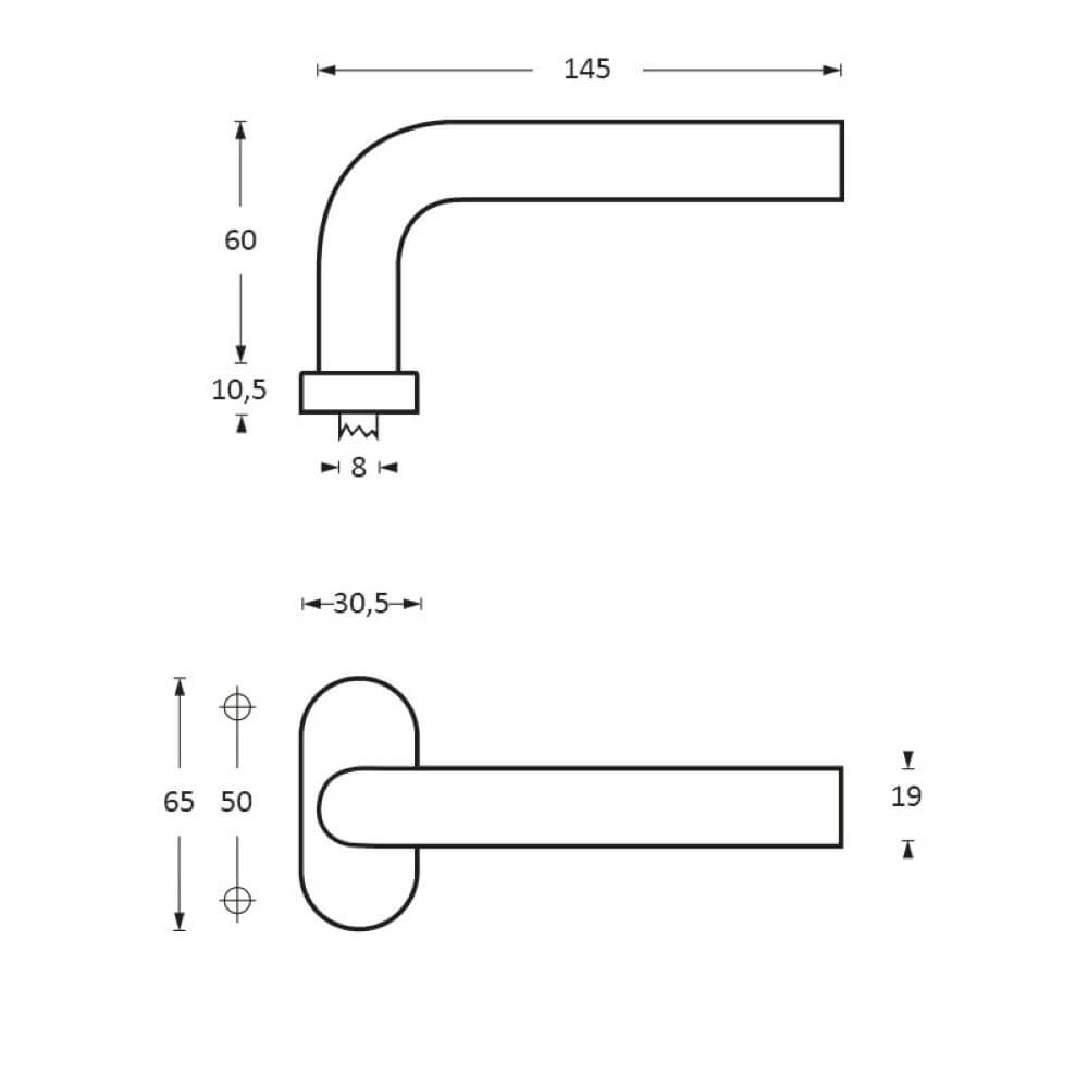 Door handle Verkropt oval rosette stainless steel Intersteel 8714186093436