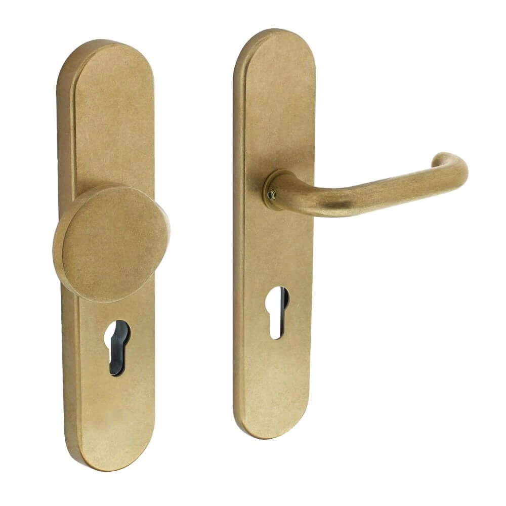Front door fittings Vurano PC72mm brass drummed