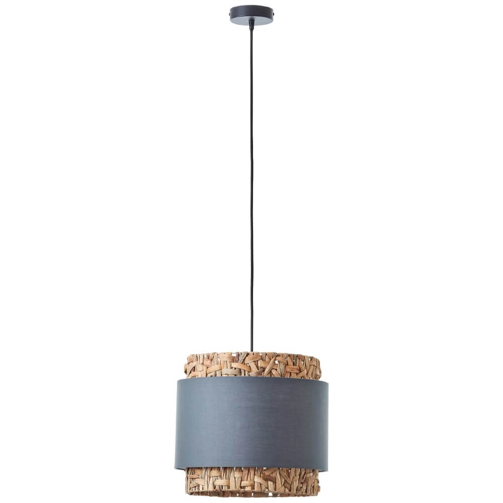 Pendant lamp Waterlilly Rattan with gray fabric Brilliant 4004353411878