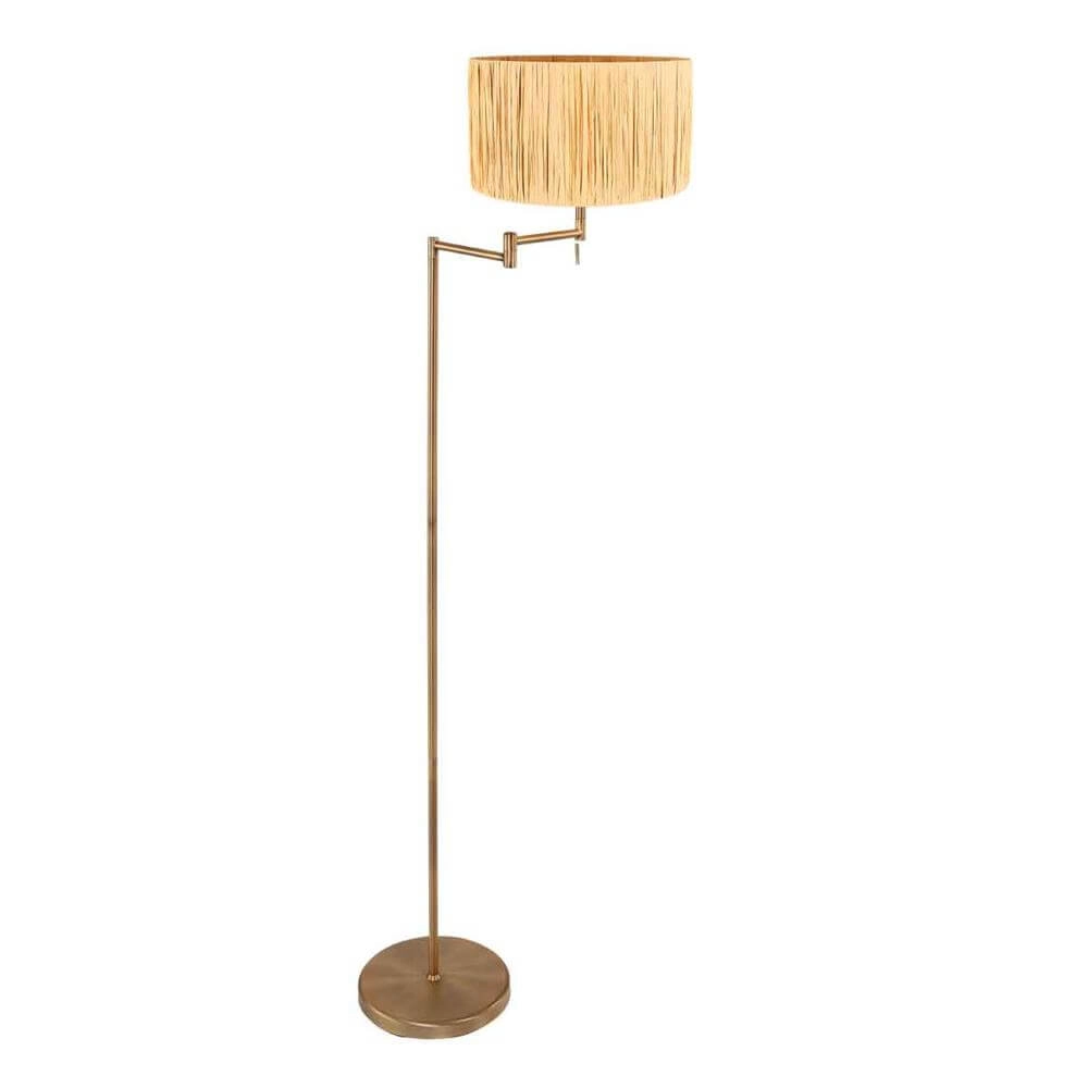 Floor lamp Bella bronze with straw-colored shade