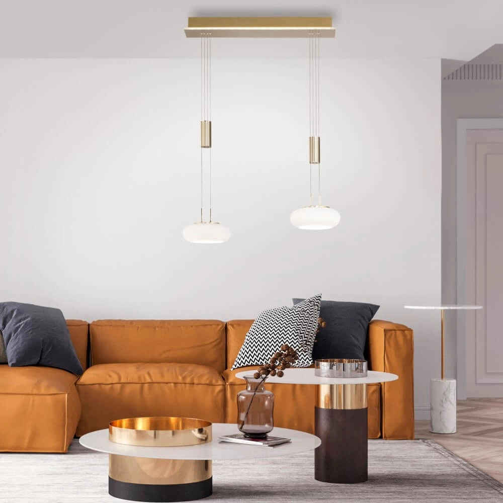 2-light pendant lamp Q-Etienne brass Paul Neuhaus 4012248350416