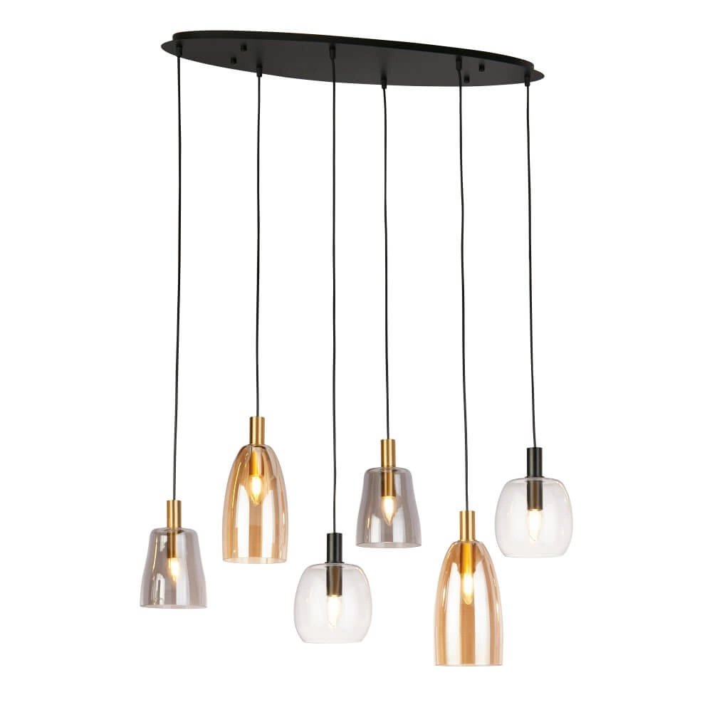 6-light hanging lamp Divine multiple colors of glass Searchlight 5053423250656