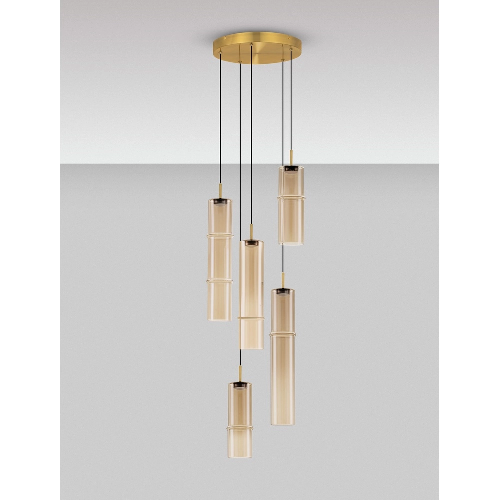 Unique pendant lamp Sano Round 5-light gold Lyora 5212017474063