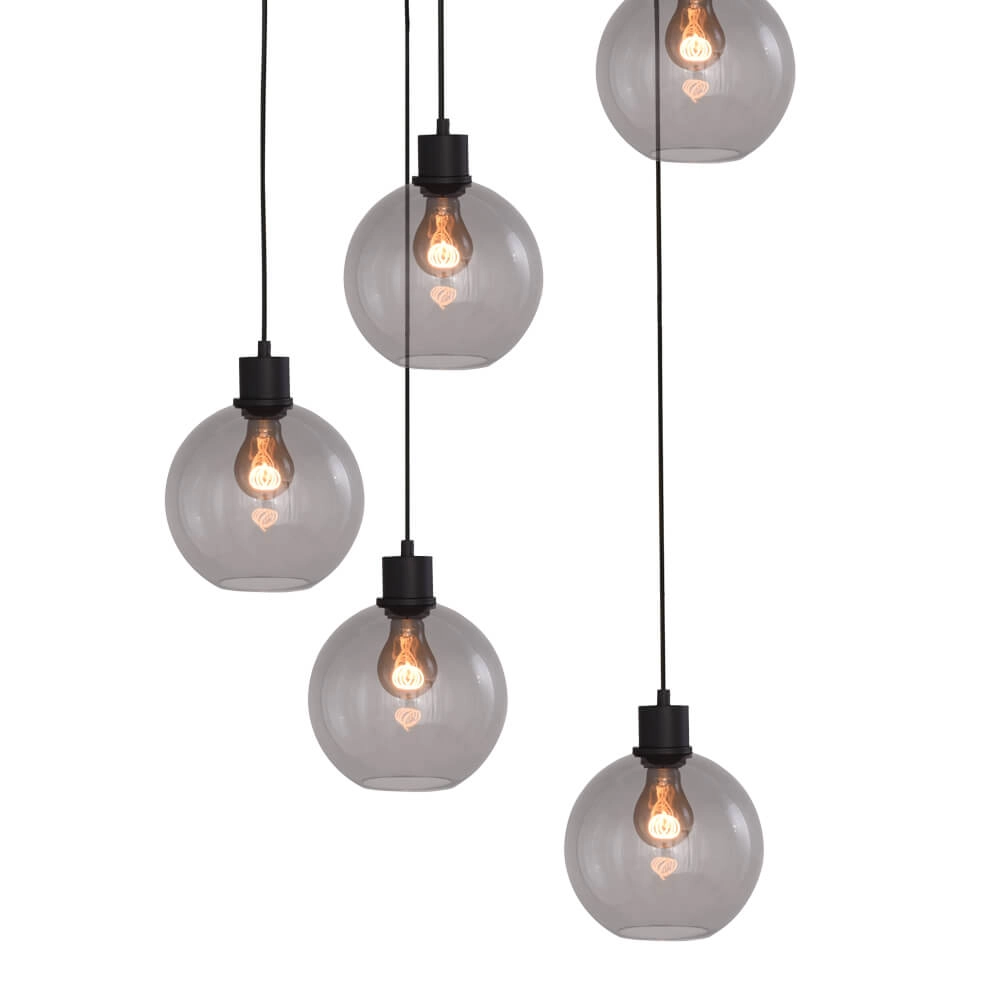 Vide hanging lamp Lazise 5x Ø 20cm black Masterlight 8718121303550
