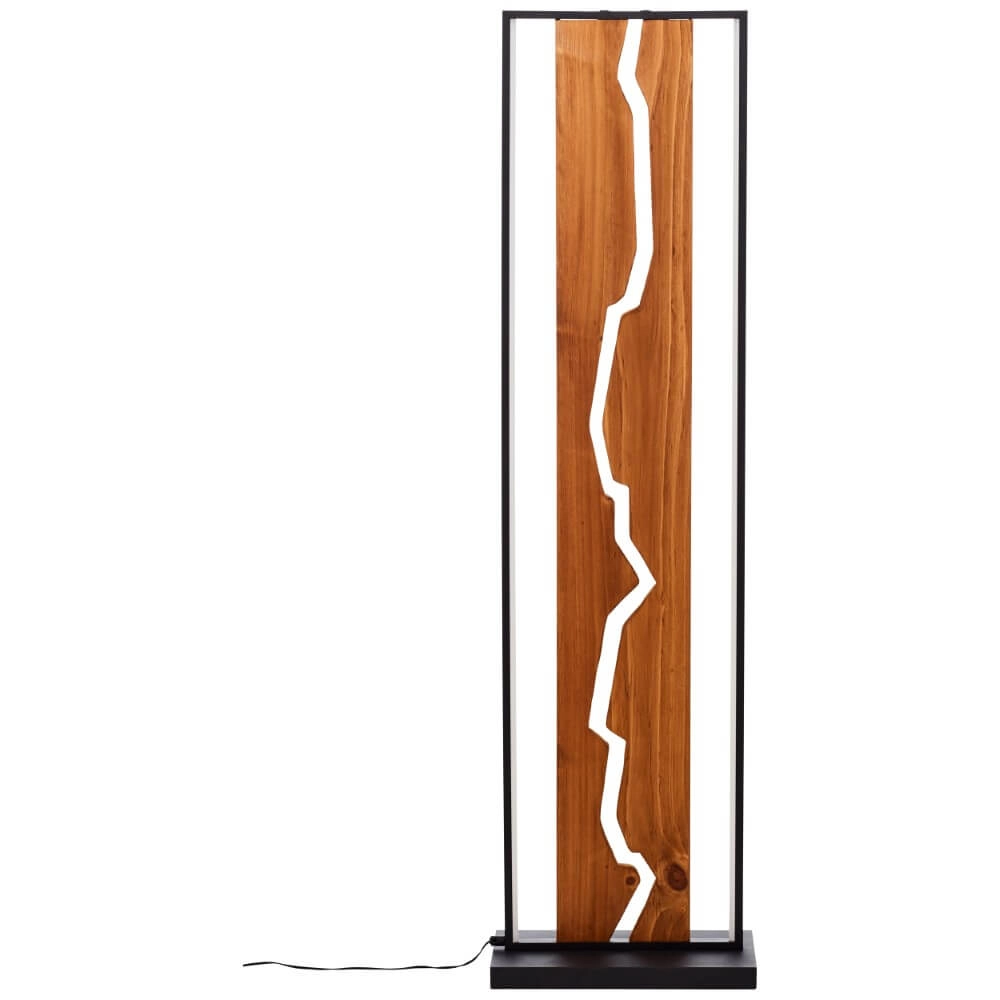 Design floor lamp Thunder black with wood Brilliant 4004353435249