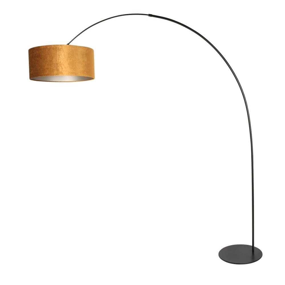 Floor lamp Curve black with gold shade Ø 50cm Steinhauer 8712746179453