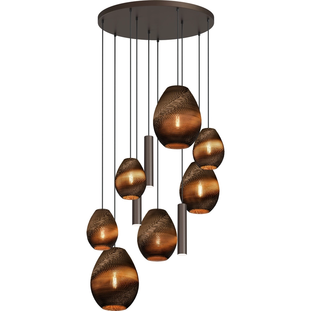 10-light pendant lamp Carta Pineapple Think-paper cap cocoa