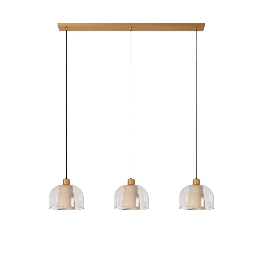 Design pendant lamp Gunhild 3-light gold straight