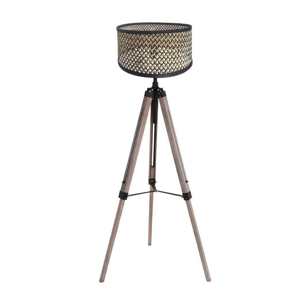 Tripod floor lamp Triek with bamboo shade