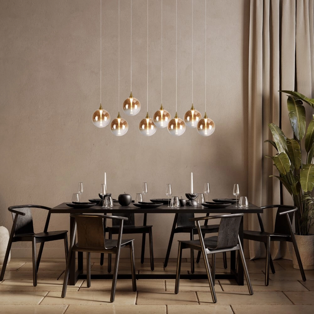 8-light pendant lamp Alchemy Amber glass Searchlight 5053423273907