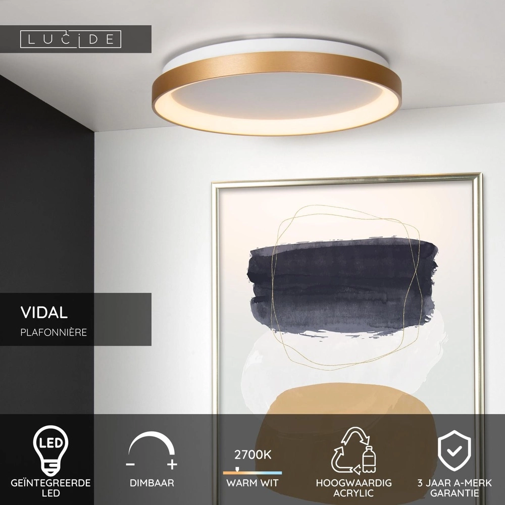 Ceiling light Vidal Ø 48cm gold Lucide 5411212460837