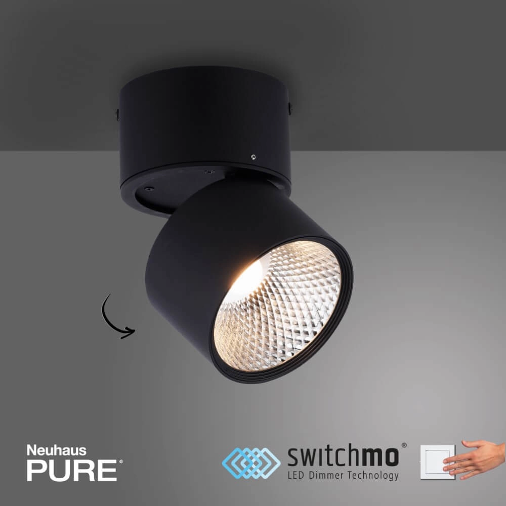 Surface-mounted spotlight Pure Nola black Paul Neuhaus 4012248371992