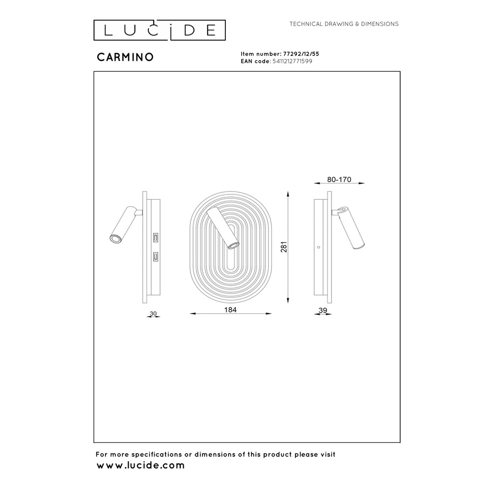 Design wall lamp Carmino terracotta Lucide 5411212771599