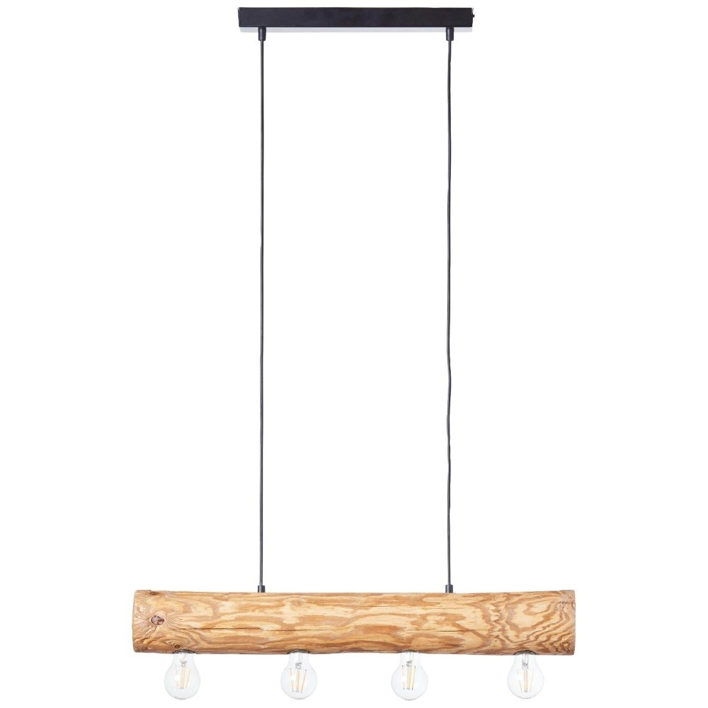 Wooden pendant lamp Trabo 4-light wood with black Brilliant 4004353393518