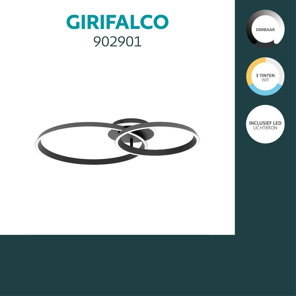 Modern ceiling lamp Girifalco black 67 x 48cm