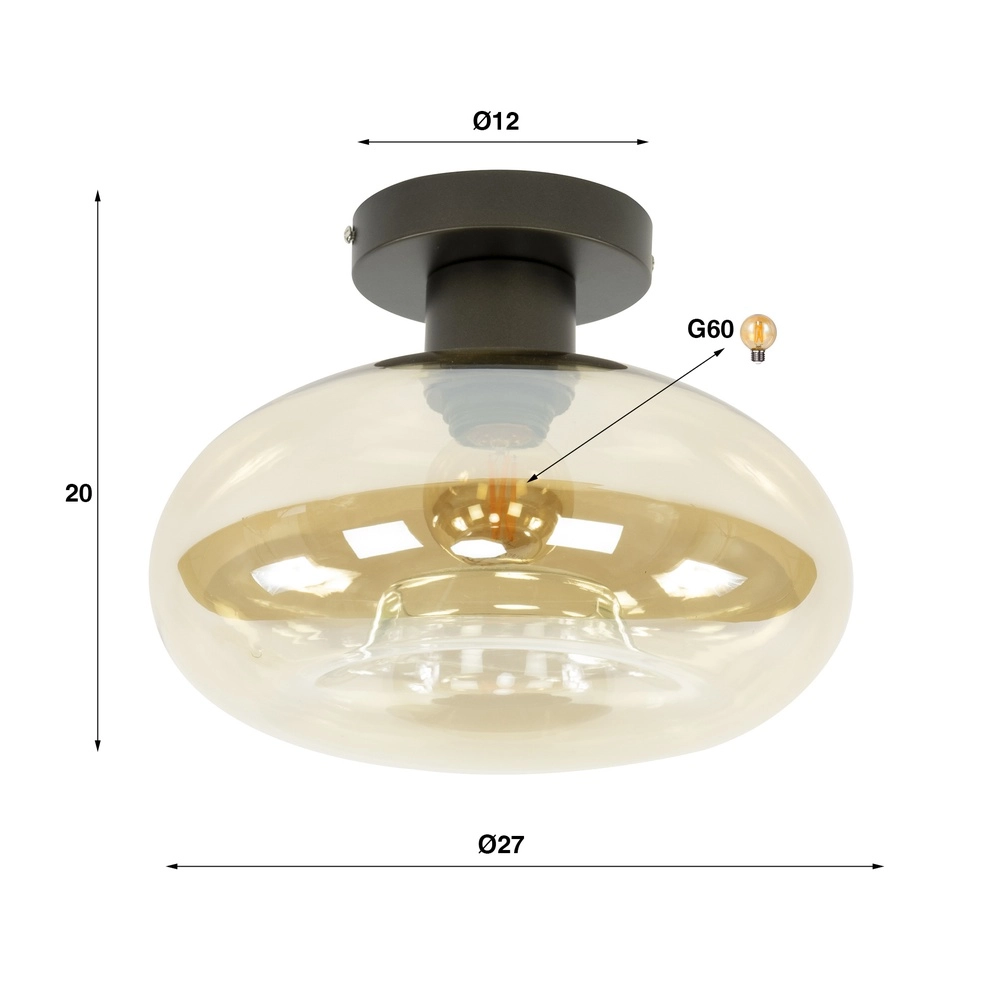 Glass ceiling lamp Soll Ø 27cm - amber glass Lyora 8716803510890