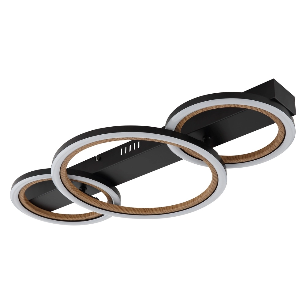 Ceiling lamp Dakari I 3 rings black Globo 9007371533787