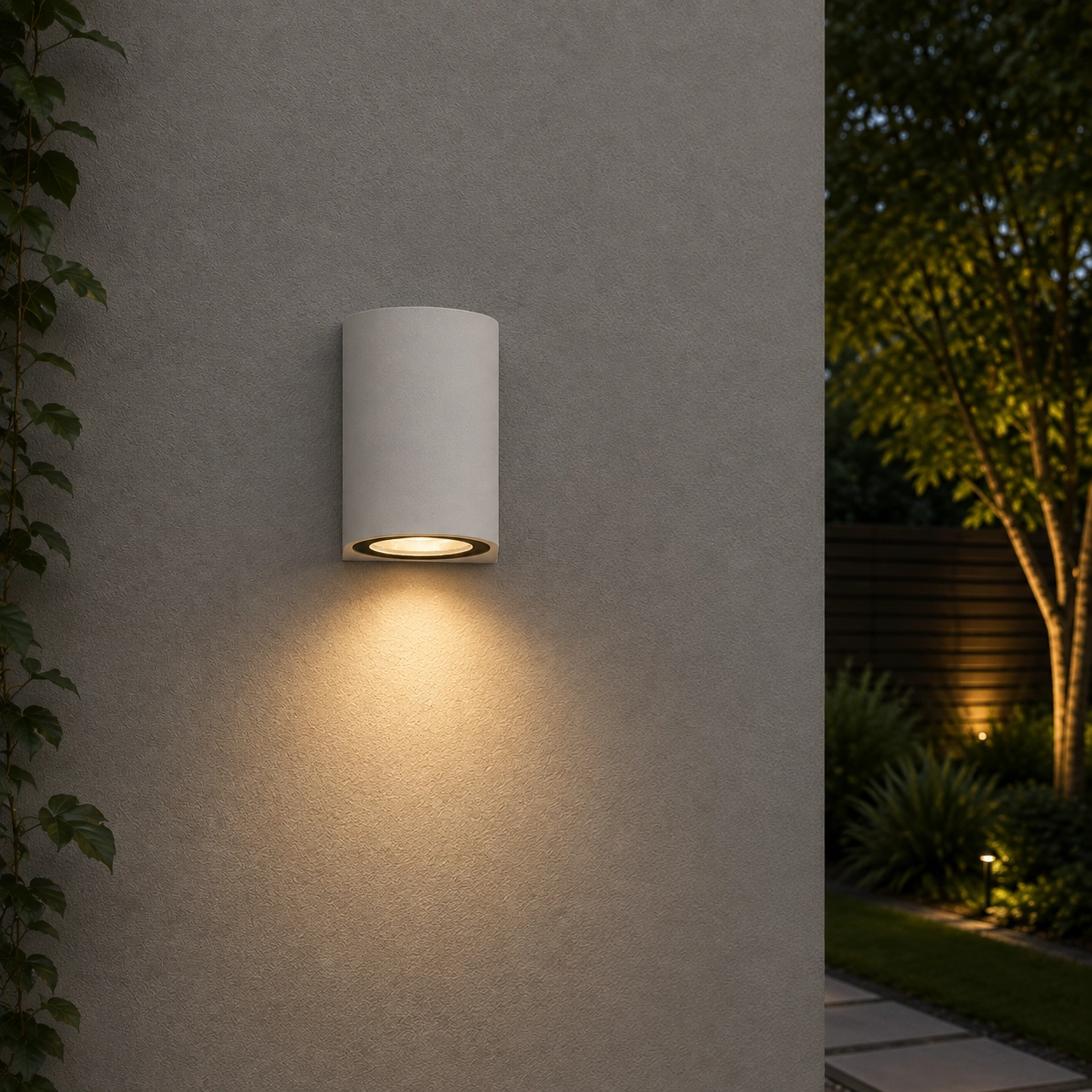 Round spotlight Nero white down