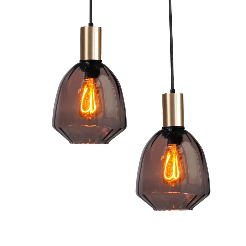 6-light hanging lamp - gold - Porto with Nicolette red glasses Masterlight 8718121270623