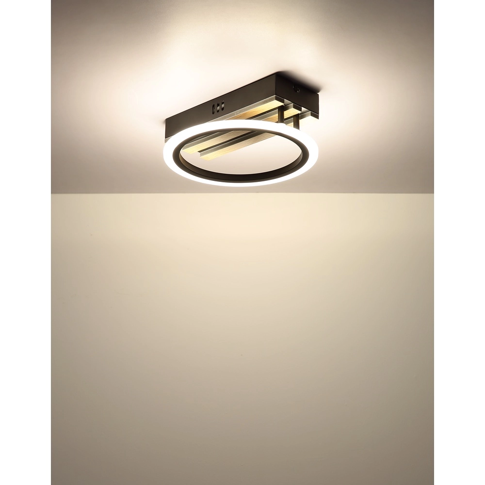 Ceiling lamp Blevins black with wood Globo 9007371569168
