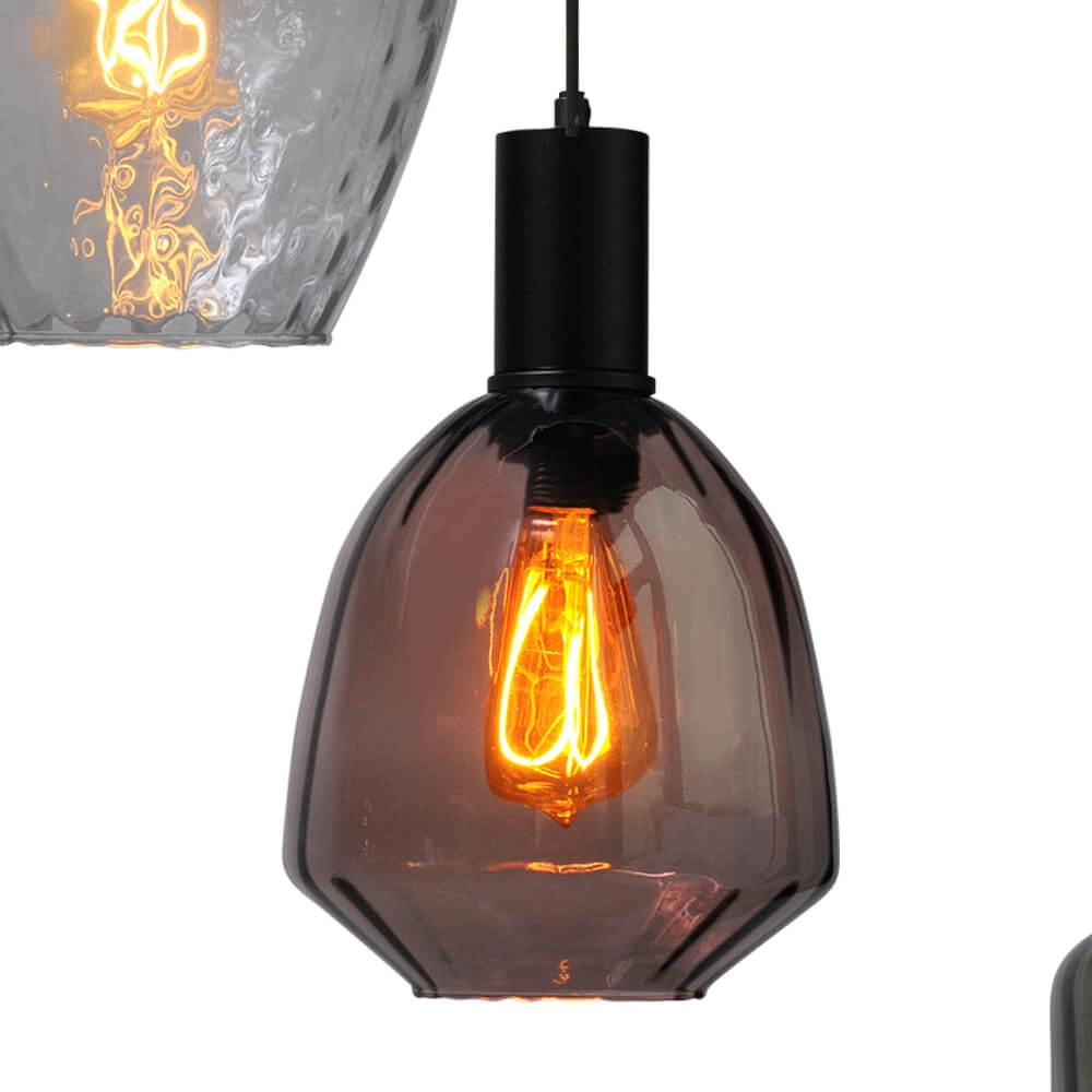 5-light loft hanging lamp - black - Porto with different glasses Masterlight 8718121271248