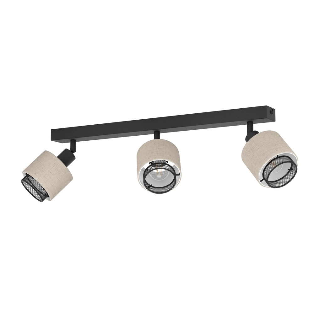 Japandi ceiling lamp Rosley 3L - black with cream