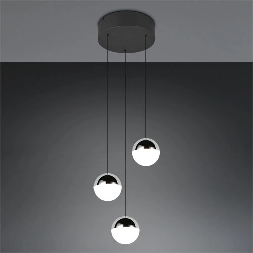 3-light pendant lamp Senta round chrome