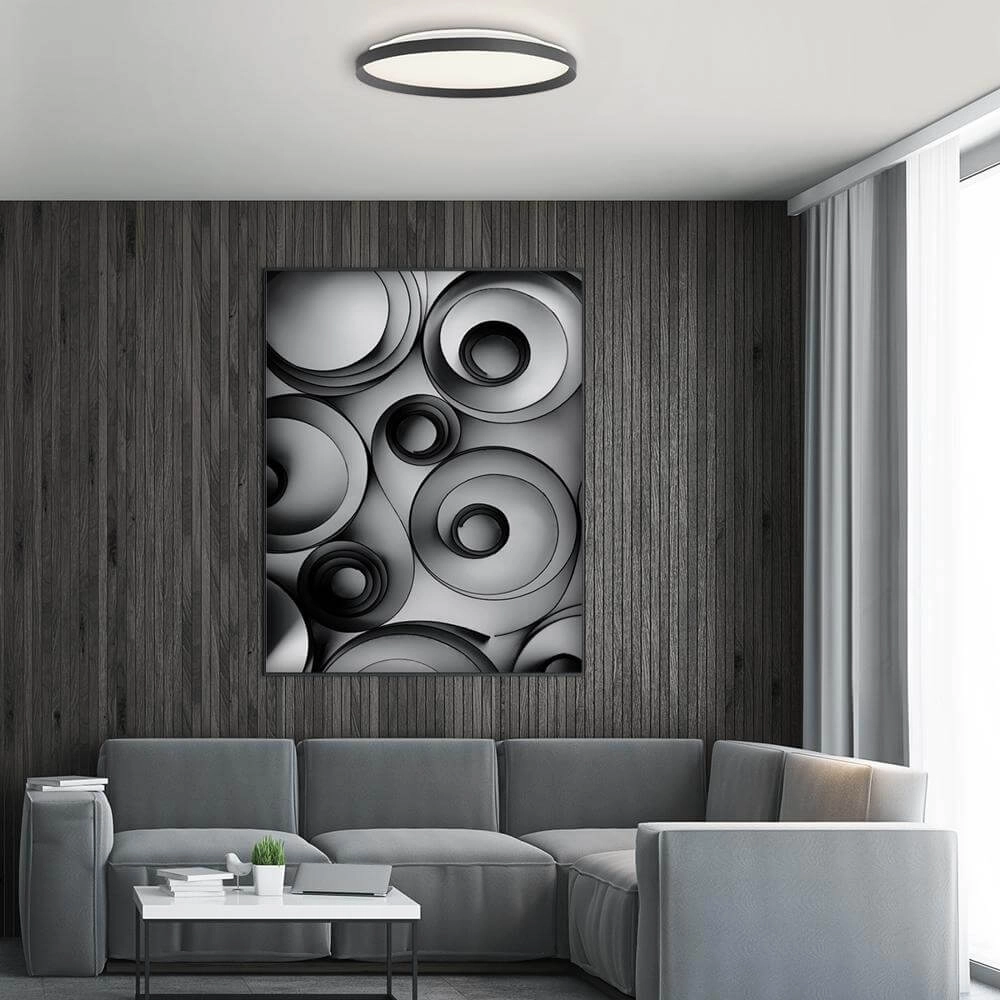 Sleek ceiling lamp Flady black Ø 40cm Steinhauer 8712746171846