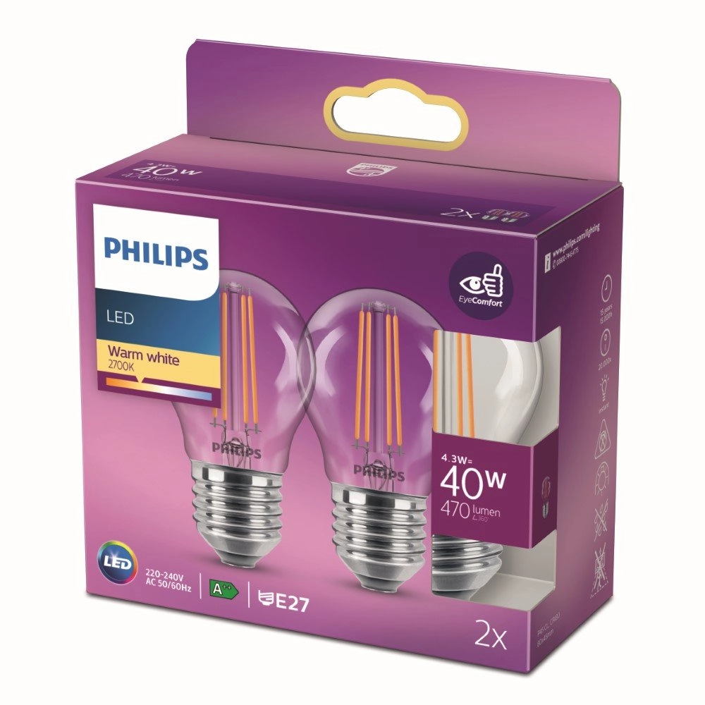 Light source bullet 4,3W - E27 - 2700K - 470 lumen set with 2pcs