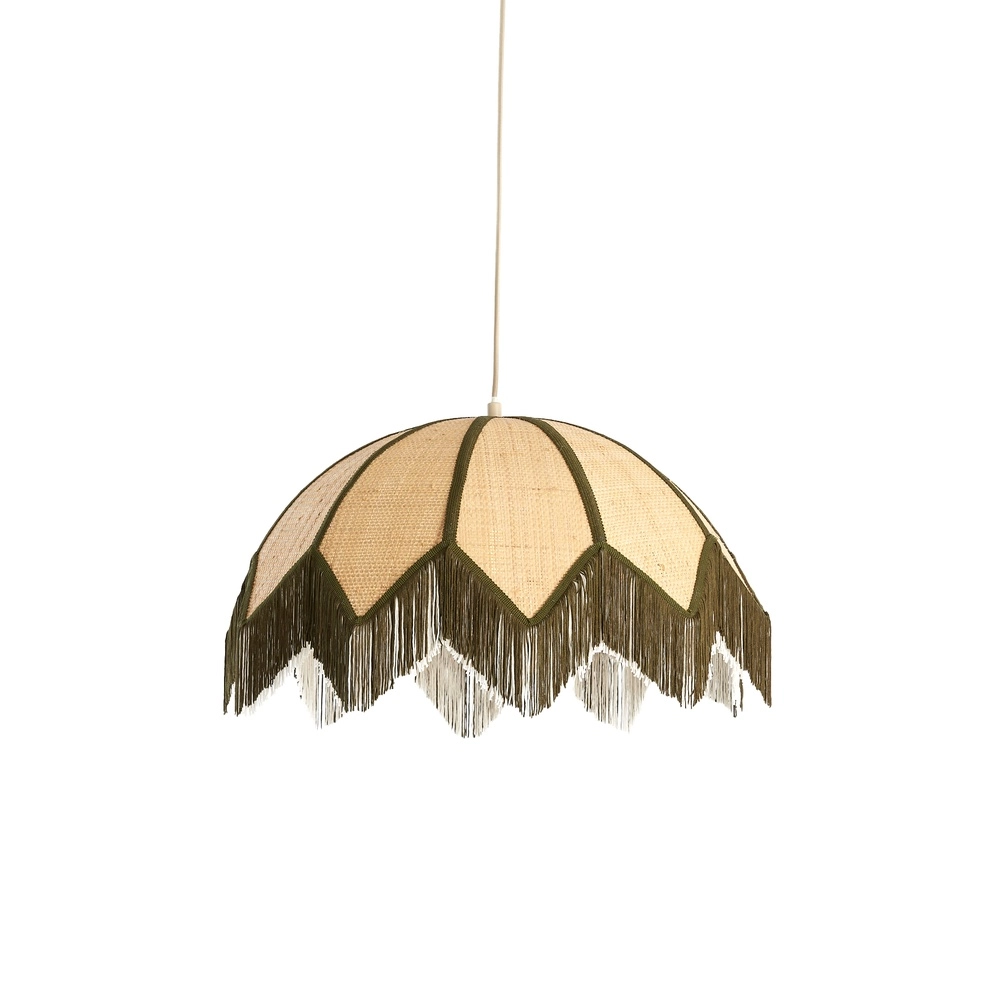 Ø 55cm pendant lamp Sulina raffia with greenery
