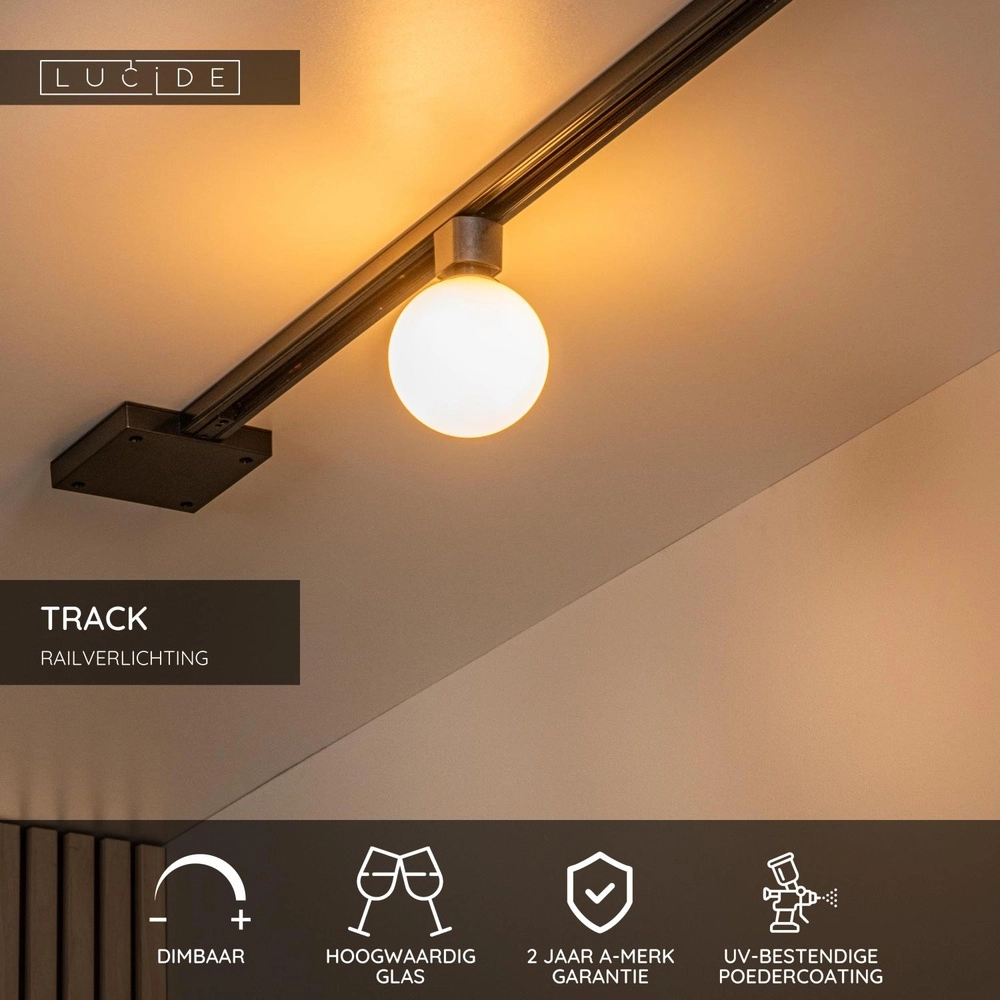 Rail spot Track Tycho 1-phase black with white Lucide 5411212093912