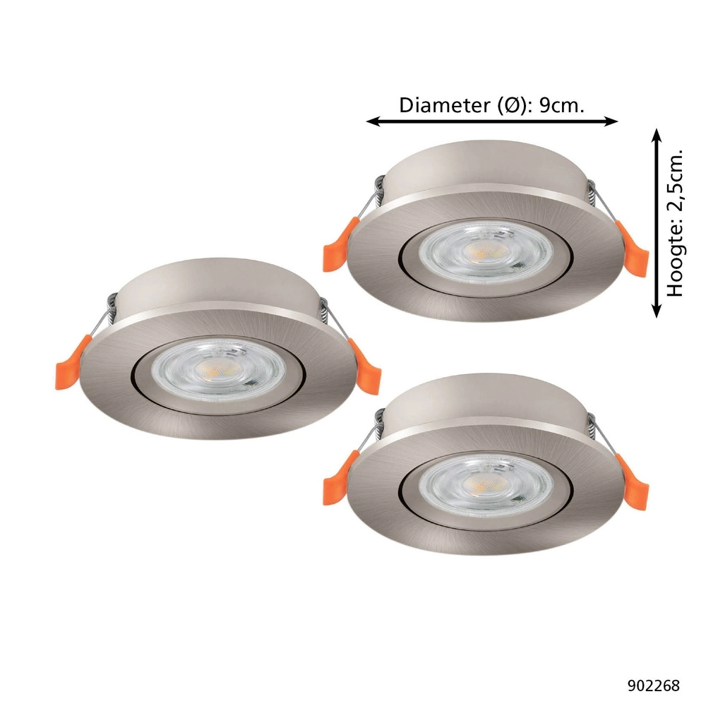 Set of 3 recessed spotlights Barranco nickel Ø 9cm - 3-step CCT Eglo 9008606359448